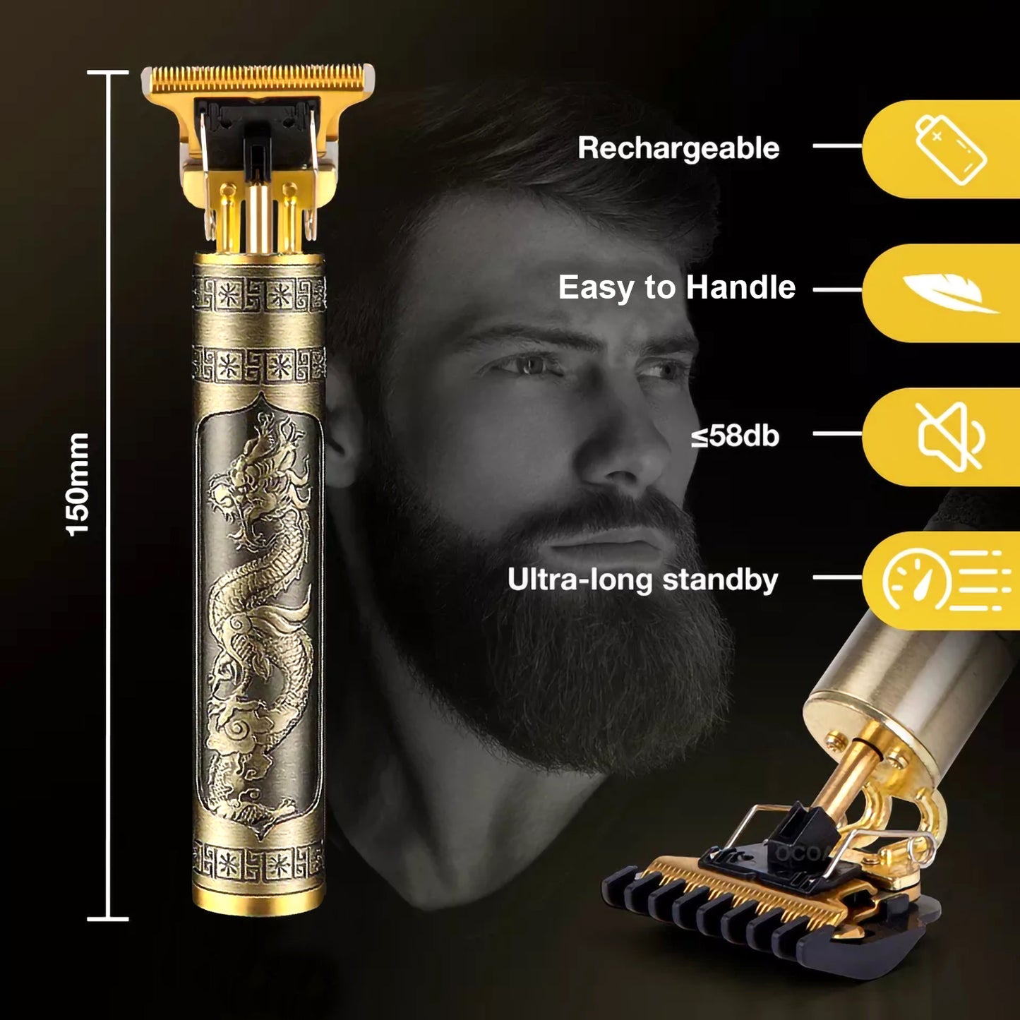 (Metal Body) T9 Electric Shaver Men / Women Vintage Cordless Hair Beard Trimmer For Men Women Haircut Shaving Machine Tools Barber Accessories